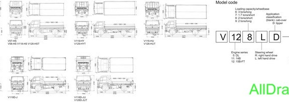 Daihatsu Delta (2009) truck drawings (figures)
